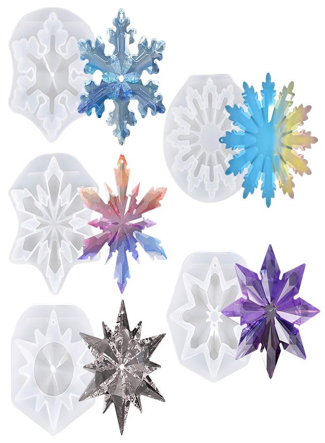 Ceoyiler Christmas Snowflake Resin Molds, 5 Pcs Snowflake Resin Molds for Christmas Decoration DIY Winter Christmas Tree Decoration - Image 1